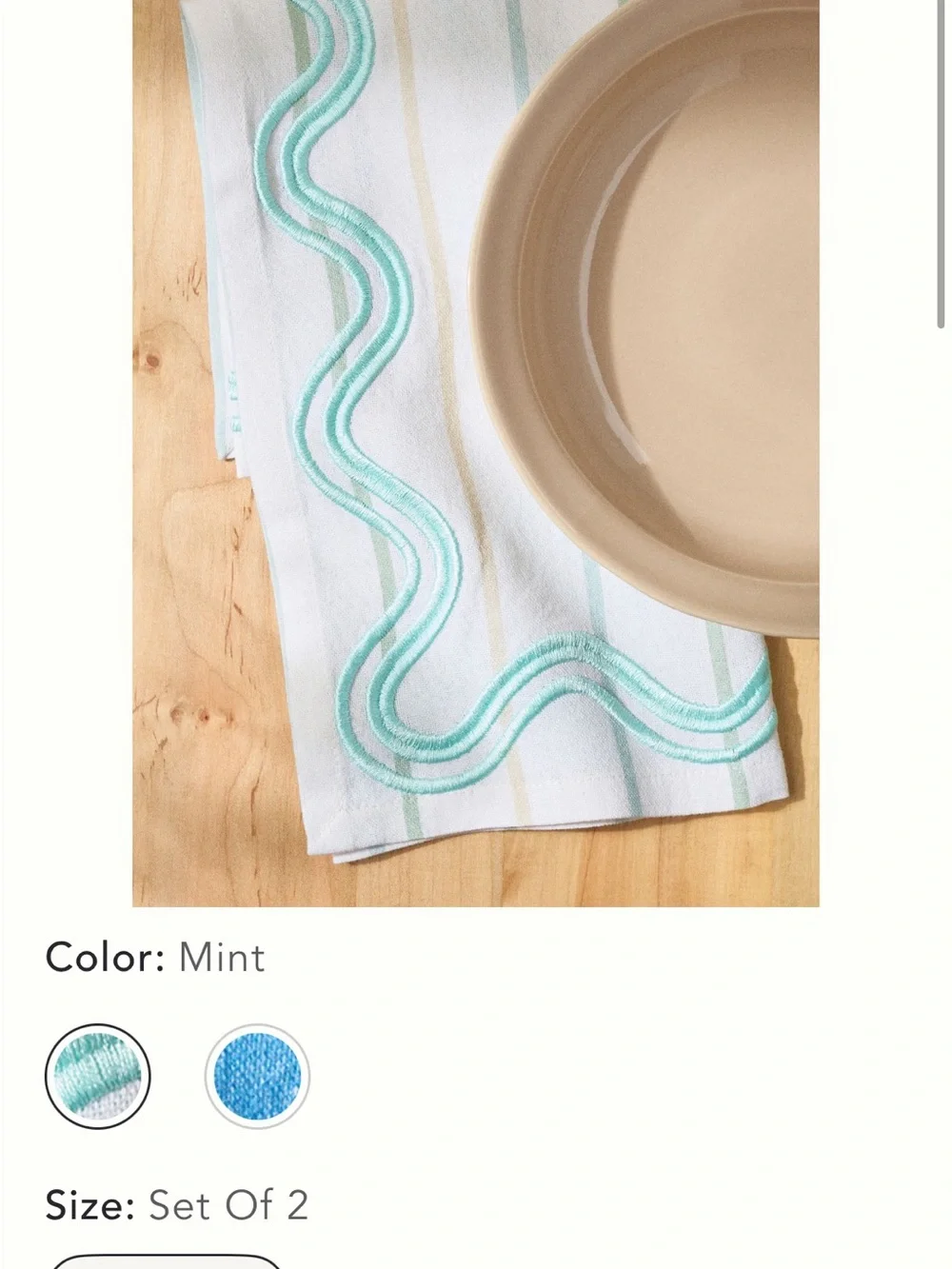 Anthropologie Madeline Embroidered Napkins (set of 2)